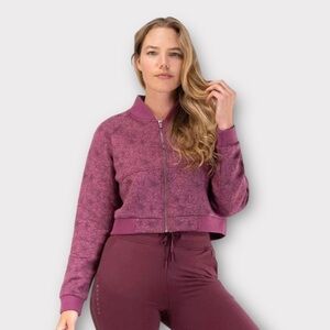 Balance Athletica Pink Mauve Floral Flight Jacket Medium